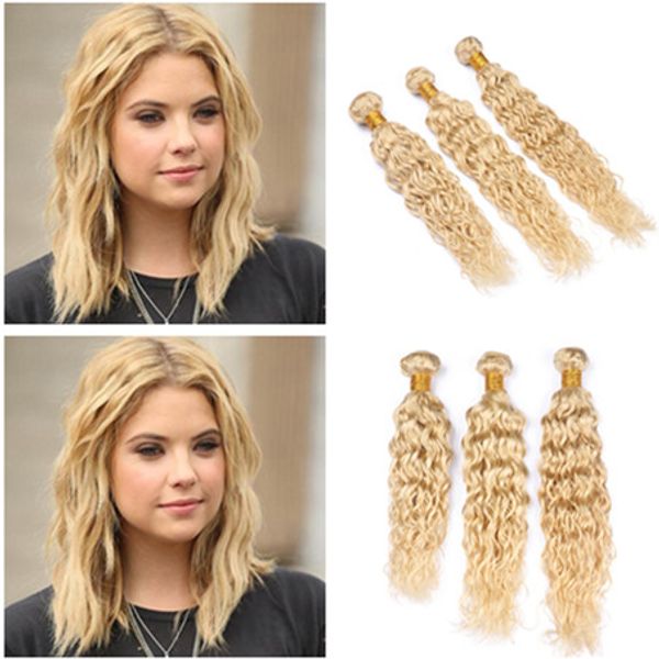 613 Peruvian Blonde Human Hair Bundle Deals Water Wave Bleach