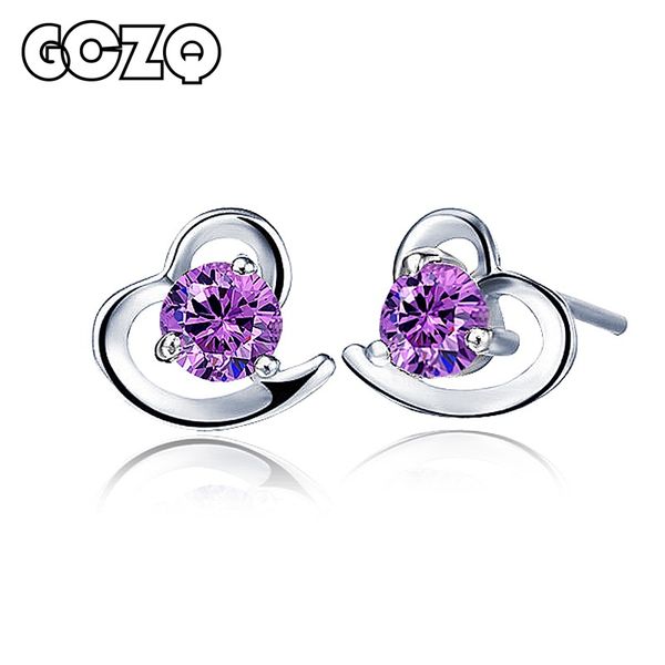 

gczq 925 sterling silver heart fashion girl stud earrings women fine jewelry, Golden;silver