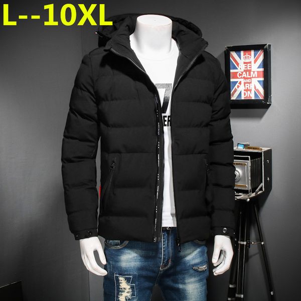 

plus 10xl 8xl 6xl 9xl 2018 new winter men's jacket with fabric detachable hat for male's warm coat simple mens coat, Black