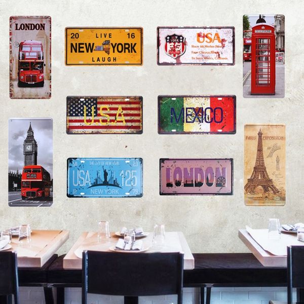 

classic london bus metal license plates vintage bar cafe retro tin signs garage metal decorative plates gift craft 15*30cm a369