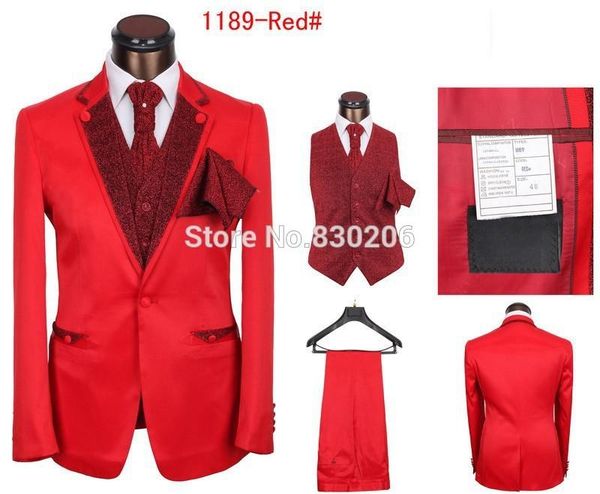 Nuovo design Rosso / Marrone Notch Back Vent Smoking dello sposo Groomsmen Blazer Eccellente uomo d'affari Prom Party Suit (giacca + pantaloni + cravatta + gilet) NO: 946