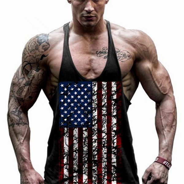 

New Summer Men Usa Flag Men Tank Tops Vest Raglan Tank Top Workout Men Muscle Bodybuilding Tank Top