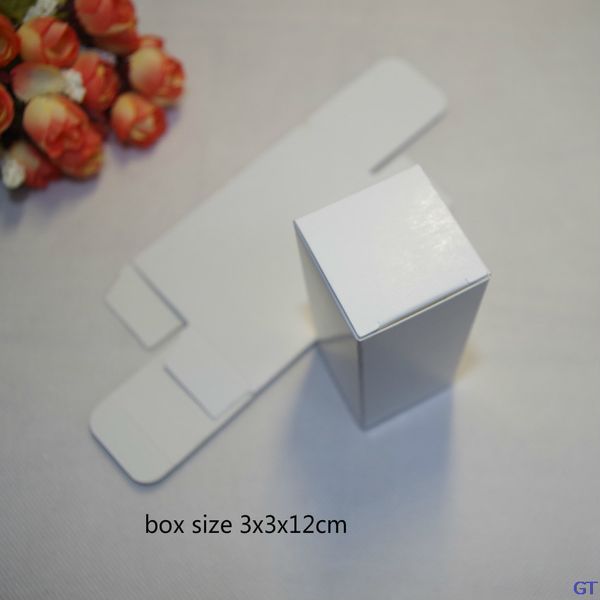 

100x size: 3x3x12cm white paper 20ml oil bottle packing boxes diy lipstick perfume comestics packaging/storage case 350gsm
