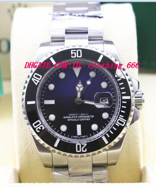 

luxury watches fashion blue black dial ceramic bezel stainless steel bracelet 116610 automatic men's watch wristwatch, Slivery;brown