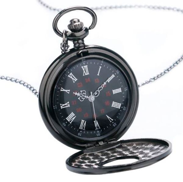 

antique half hunter roman numbers quartz pocket watch carving engraved fob clock men women gift with necklace, Slivery;golden