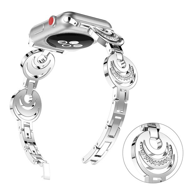 

women girls bracelet band 38mm/42mm replacement metal strap series 1/2/3 wristband, Black;brown
