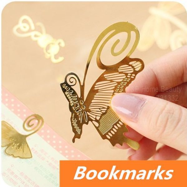 

60 pcs/lot gold metal bookmark for book page holder novelty book marker kawaii stationary office materials school supplies 6409