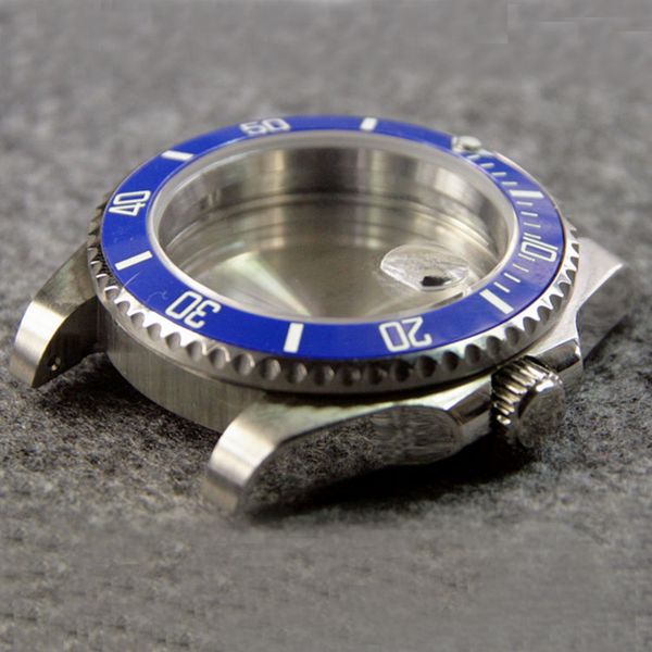 

40mm watch case with green blue black ceramic ring bezel fit eta2836 miyota 8215, 821a,mingzhu 3804automatic mechanical watch accessories