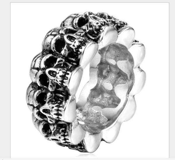 

skull and ring, men's personality punk jewelry, Silver