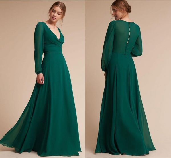 

модест длинные рукава темно-зеленый вечерние платья для западной свадьбы a линия v шеи вечерние платья формальные носить, White;pink
