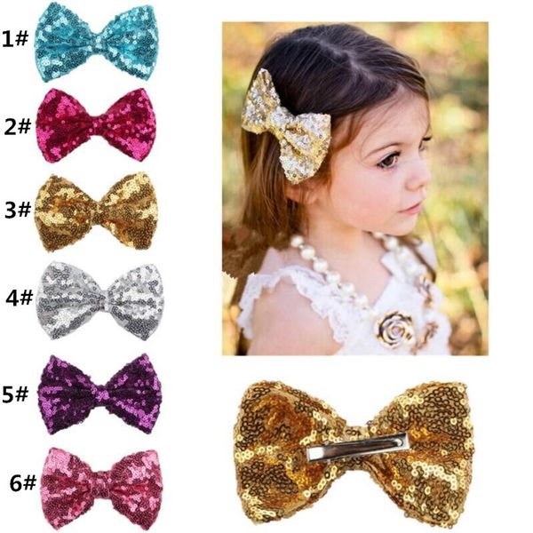 Fashion Lovely Girl Kids Sequin Bowknot Bow Hair Clip Sweet