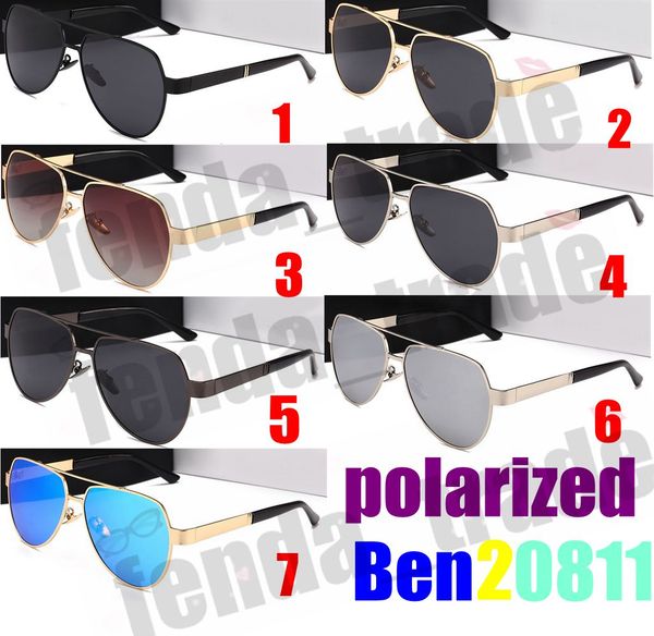 

metal frame brand new 0811 pilot luxury sunglasses women fashion brand designer vintage men eyewear polarized 7 colors moq=5pcs, White;black