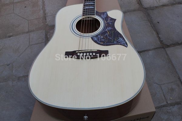 Frete Grátis + Alta Qualidade Cutaway Natureza Madeira Abeto Top Lado Voltar Rosewood J-185EC GARANTIDO Acoustic Guitar