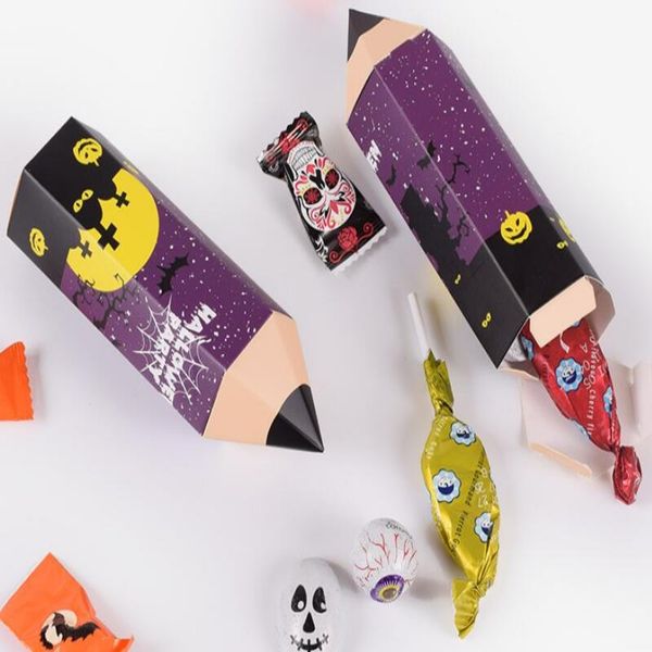 

15.5x5cm castle pumpkin halloween box paper gift box for party kid pencil shape chocolate candy box pumpkin decoration cardboard