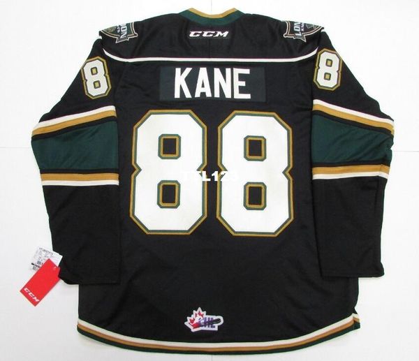 

реальные мужчины реальный полный вышивка #88 патрик кейн ohl london knights premier 7185 хоккей джерси или обычай любое имя или номер хоккей, Black;red