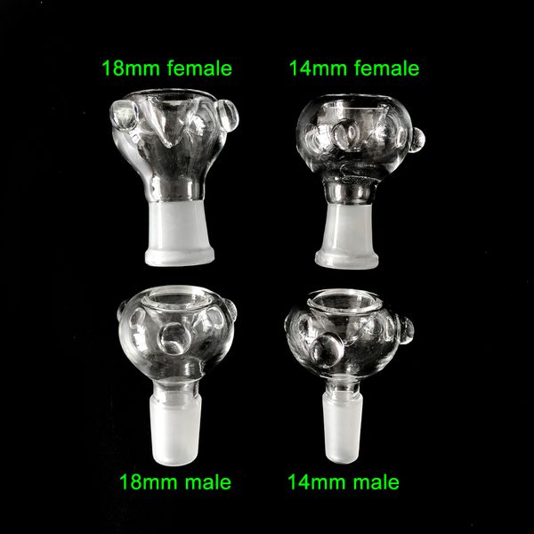 Gosta de vidro desliza pedaços de tigela Bongos Acessórios de sonda de funil Bongs 14 mm 18 mm feminino fumar fumante fumando canos de água de bong slide Bong