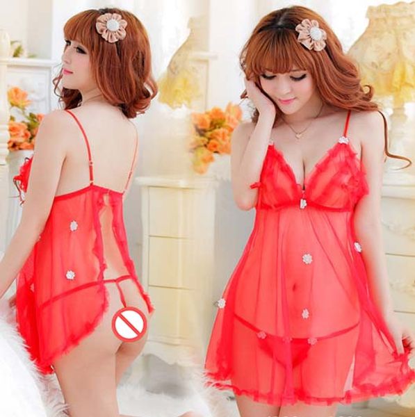 

erotic underwear open crotch breasts perspective big size women's pajamas suit uniform seduction robe, Black