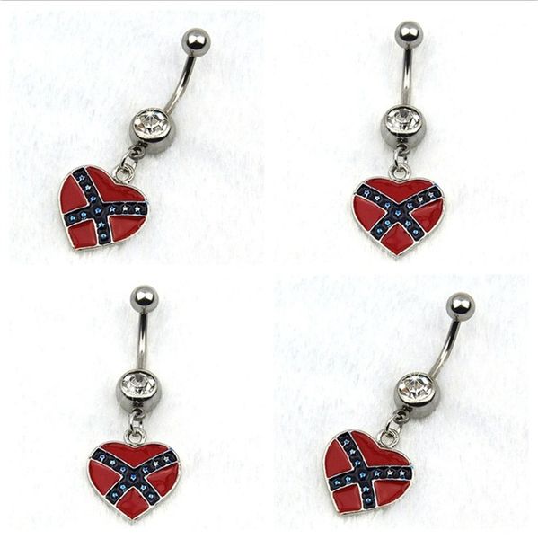 

prevent allergies body piercing belly button rings national flag heart-shaped navel pendant rings umbilical nail t3c0108, Silver