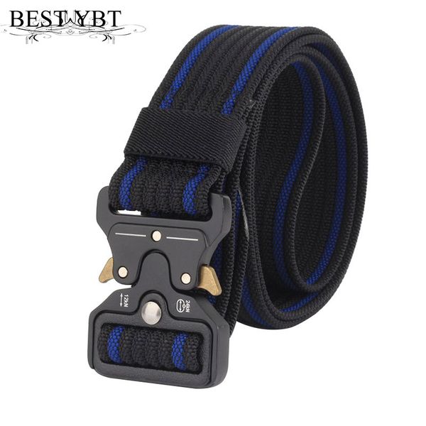 

ybt belt quick release alloy insert buckle stripe nylon men belt multifunction casual men cowboy sport, Black;brown