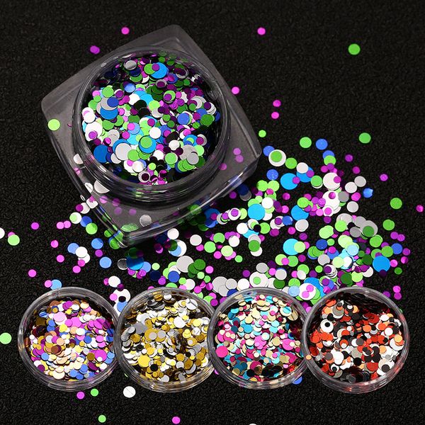 Hot Popular Nail Art Nail Patch Metal Mix Colorful Round Sequins Nail Glitter Stickers Maquillaje Belleza Regalos