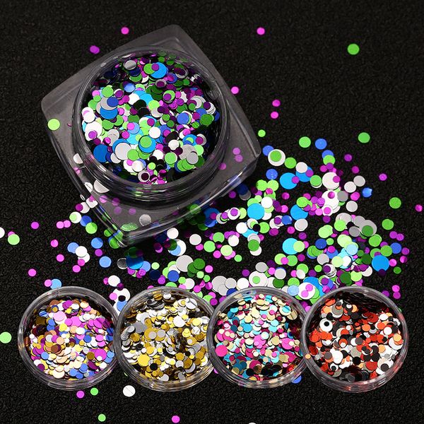 

nail art nail patch metal mix colorful round sequins nail glitter stickers makeup beauty gifts, Black