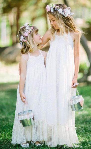 Chic halter Çiçek Kız Elbise Düğün Için Dantel Dalga Etek Ucuz Parti Elbise Toddler İlk Communion Elbise Küçük Kızlar Pageant Elbise Çocuklar