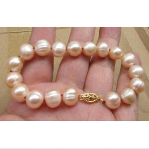 

natural 10-11mm south sea pink pearl bracelet 7.5-8inch 14k yellow golden cl, Black