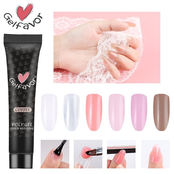 

gelfavor 15ml crystal for nail finger extension uv nail polish manicure tool white transparent art builder gel, Red;pink