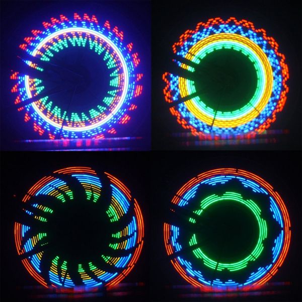 

battery powerd double sided 32led 30 pattern cycling bicycle wheel light night bike tire tyre spoke light lamp drop shipping