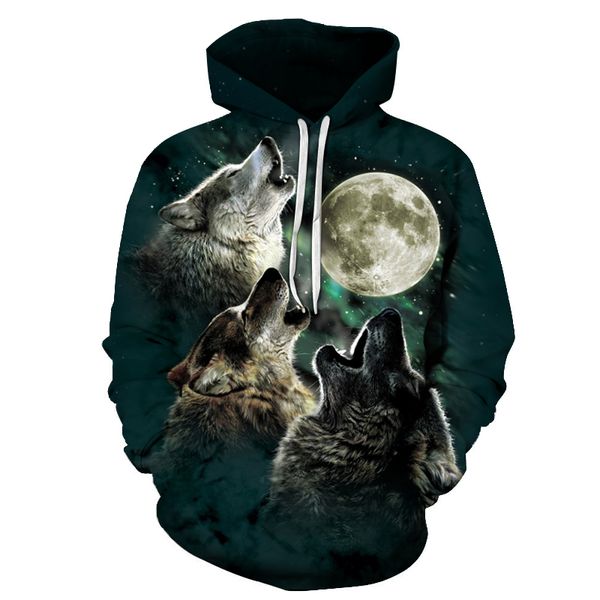 

fashionmen/women wolves under the stars 3d funny printed crewneck sweatshirt fashion casual hoodies h362, Black