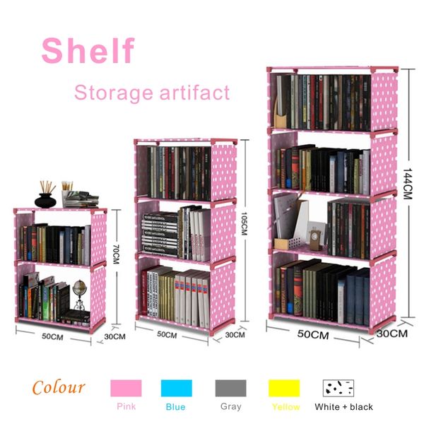 

bookcase simple bookshelf, senior waterproof non-woven fabric, thick stainless steel tube, 3-5 layers of 5 colors