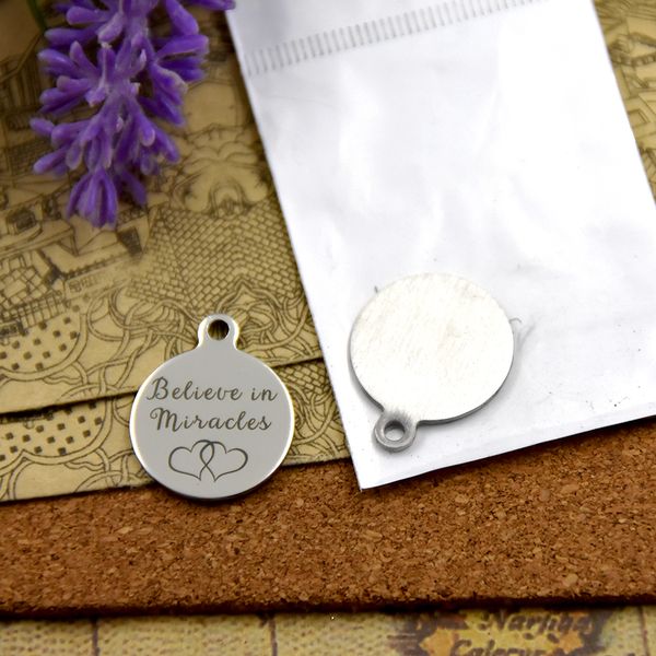 

40pcs--"believe in miracles "stainless steel charms more style for choosing diy charms pendants for necklace, Bronze;silver