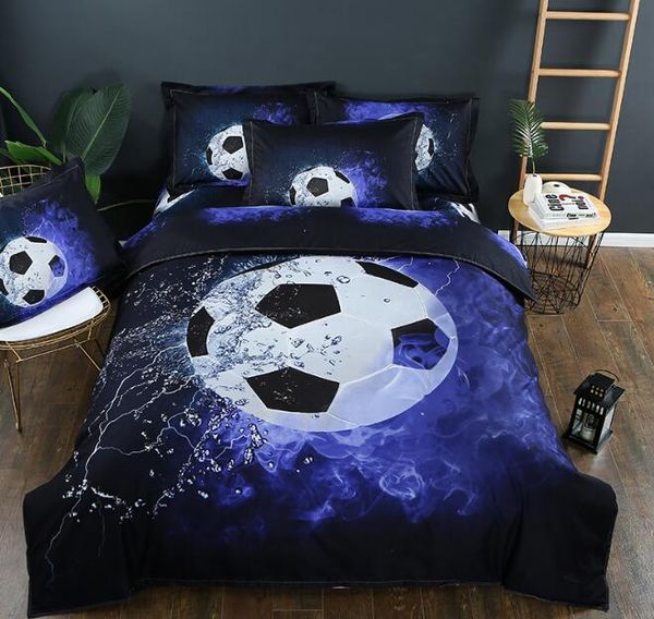 

3d 3 pcs bedding set sports theme 3d football basketball duvet cover with pillow cases full king  size