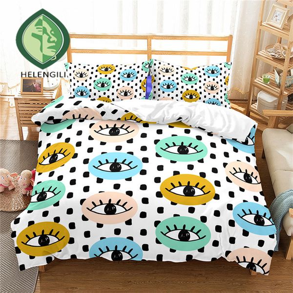 

helengili 3d bedding set eye print duvet cover set lifelike bedclothes with pillowcase bed home textiles #y-03