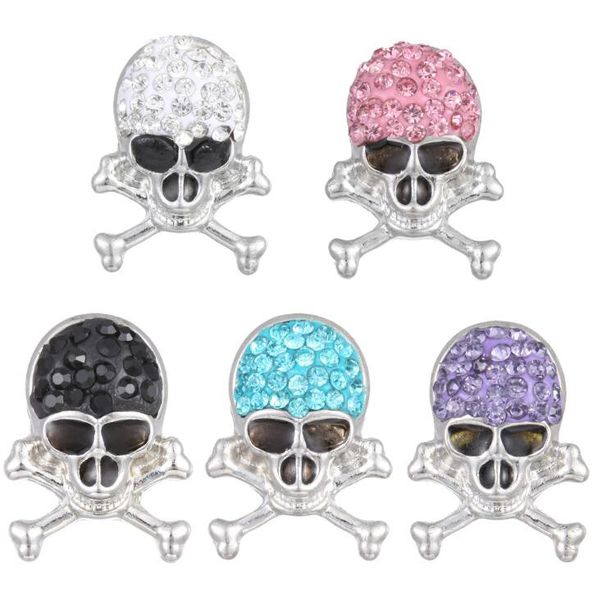 

10pcs new snap jewelry crystal 18mm skull snap buttons for leather bracelets armband jewelry one direction sterling jewelry, Bronze;silver