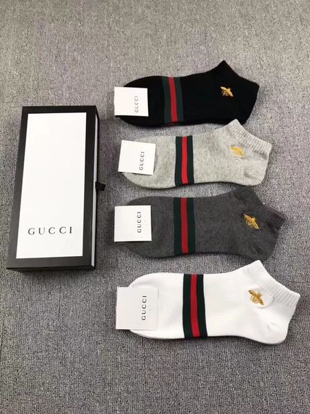 

bee stripe embroidery logo socks short invisible classic boat socks pop europe and america couple socks, Black;white