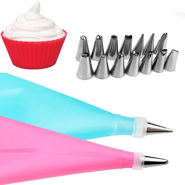 2019 Silicone Diy Icing Piping Cream Pastry Bags Nozzle Set Cake