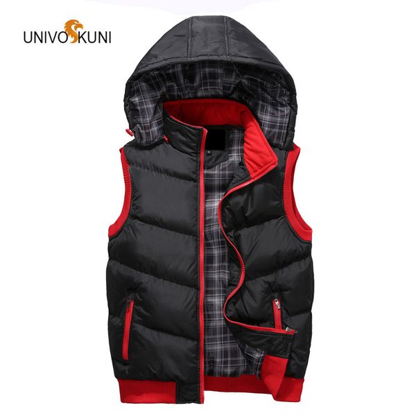 

univos kuni new 2017 autumn winter selling fast men's vest casual fashion plus cotton sleeveless hooded man warm vest o141, Black;white