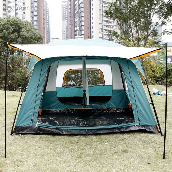 Ancheer New High Quality Camping Tent 8 Person 2 Bedroom 1 Living Room Outdoor Camping Hiking Tent With Rainfly Shelter Green Shelters For Women