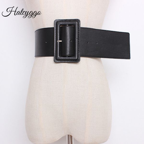 

hatcyggo fashion ultra wide curved cummerbund women's wide belt cummerbunds belts black dress decorate waistband strap belt, Black;brown