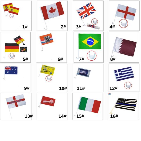 

banner flags football soccer 32 country car flag double side polyester car window clip advertising flag 30*45cm hh7-967