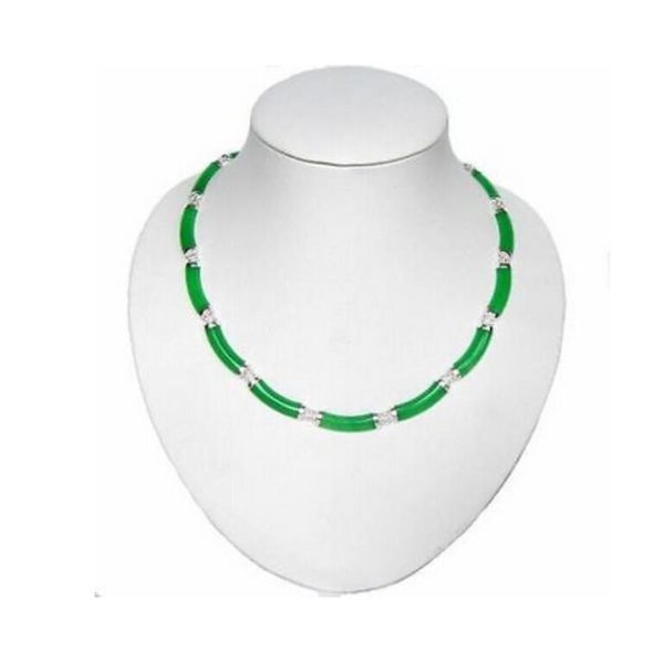 

noblest lady's 18" genuine dark green silver link necklace women jewelry
