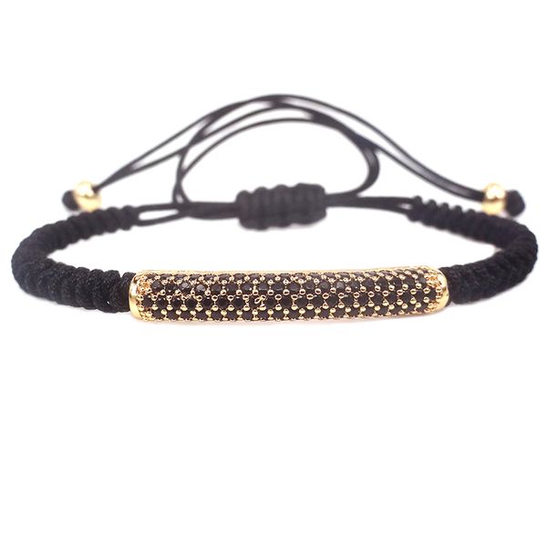 

anil arjandas men bracelets,pure gold color & micro pave black cz tube briaded macrame bracelet pulseira feminina, Golden;silver