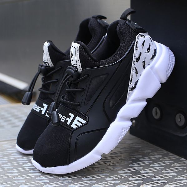 

fashion slip-on color breathable boys girls sneakers light weight damping bottom kids shoes children casual shoes, Black;red