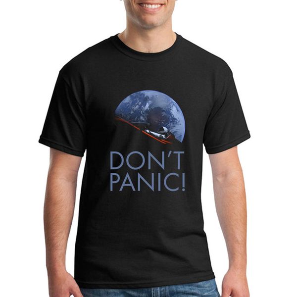 

spacex don t panic in space short sleeve shirt men natural cotton t-shirt youth men t shirts summer tee pullover, White;black