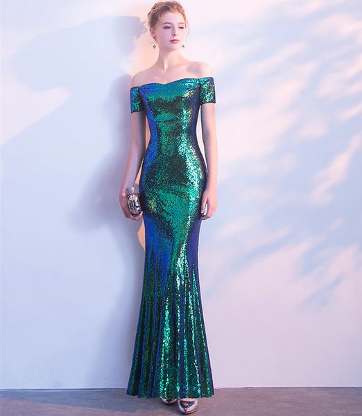 

bling sequins evening dresses in stock 2018 long prom gowns elegant party dresses green gold, Red