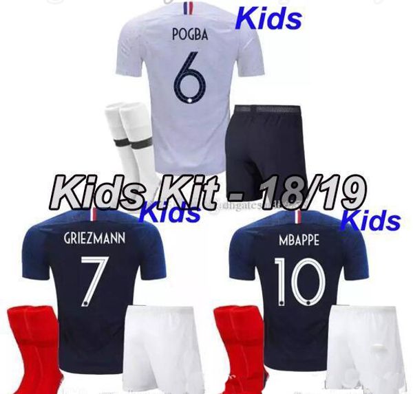 

1 2 tar fr kid occer kit 2018 world cup fr home blue 18 19 maillot de foot griezmann kante mbappe youth football hirt