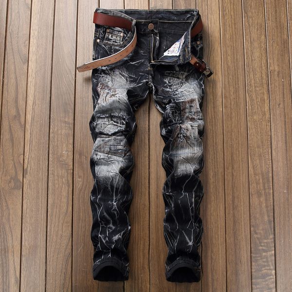 Jeans maschile maschile maschile berretto black designer cravatta tintura dritta gamba dritta pantaloni slim bike bicchetto hip hop pantes jb9890