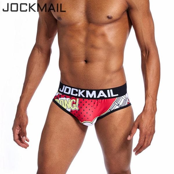 

jockmail brand men's underwear playful printed briefs slip male underpants calzoncillos breathable cuecas gay male panties, Black;white