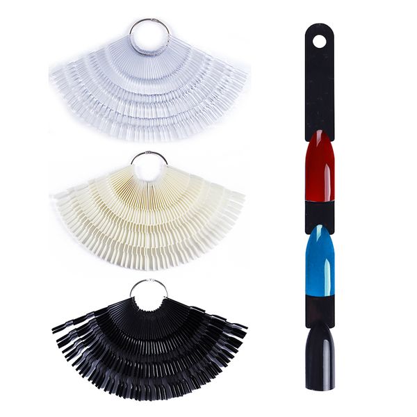 

false nail tips color card transparent white black buckle ring manicure nail art practice display tools 50 32 20pcs, Red;gold